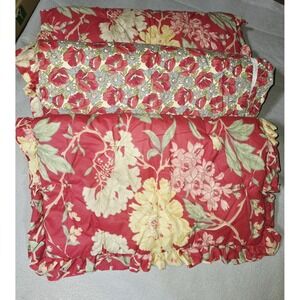 3 Floral Pottery Barn Pillow Shams Standard Size Ruffle